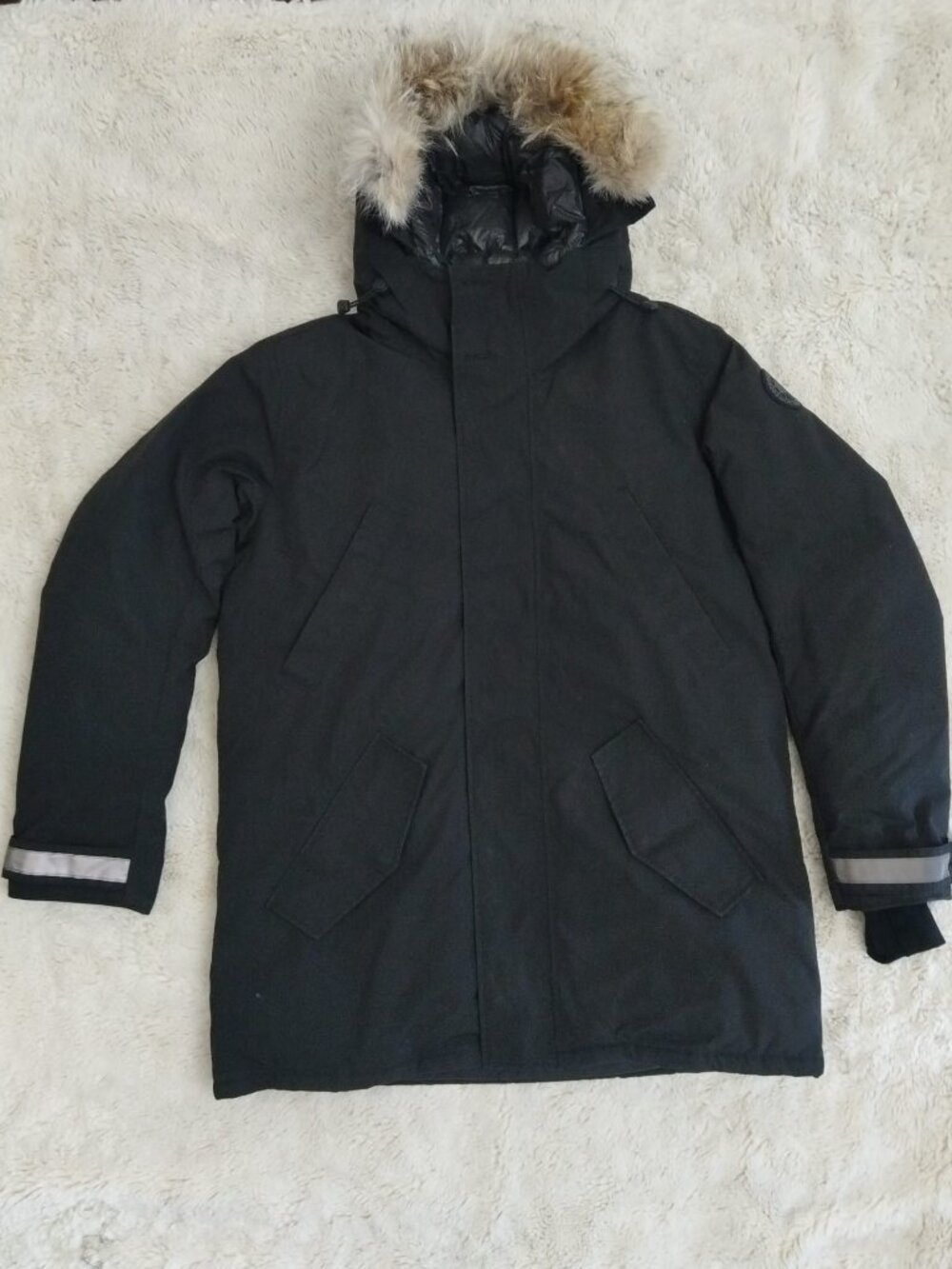 Canada Goose Black Label Emory Parka Men's XL Black Down Jacket Coyote Fur 3408M